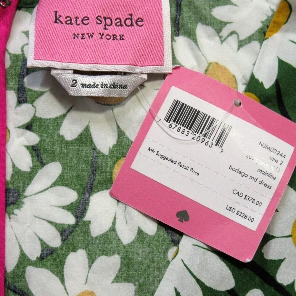 NWT Kate Spade New York Bodega Midi in Courtyard Daisy Floral Cotton Dress 2